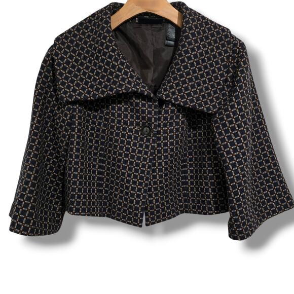 Axcess by Liz Claiborne women's cropped tweed blazer jacket with shawl collar - Picture 1 of 8